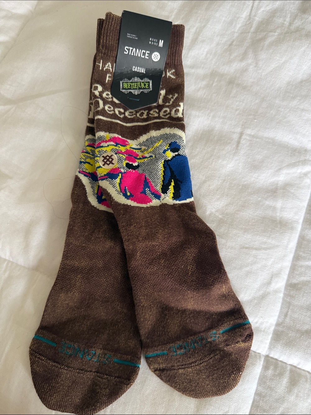 Stance Beetlejuice Graphic Crew Socks - Brown, Pink, Blue, Yellow